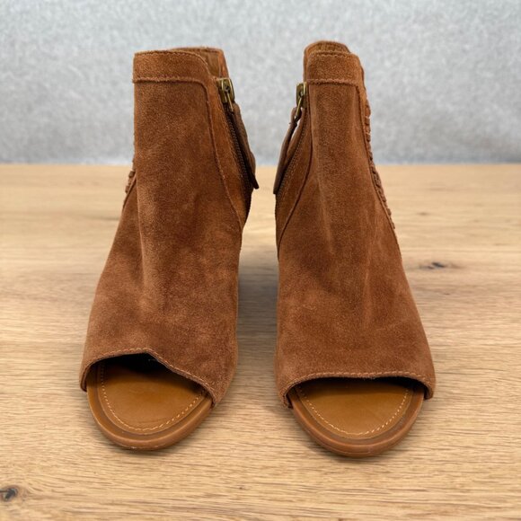 Franco Sarto Womens Sylvania Suede Leather Open Toe Heeled Booties Size 5.5 Boho - Picture 2 of 13